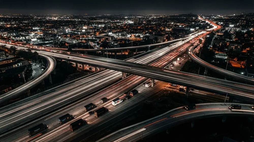 Delivery fleet on California highway