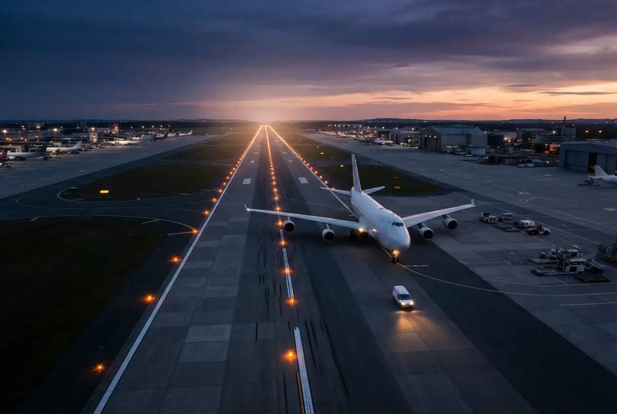 AOG courier delivering urgent aircraft parts to an airport in California