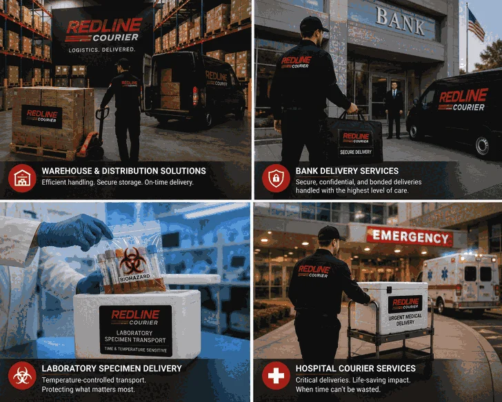 Redline Courier delivery driver making pickups - courier jobs California
