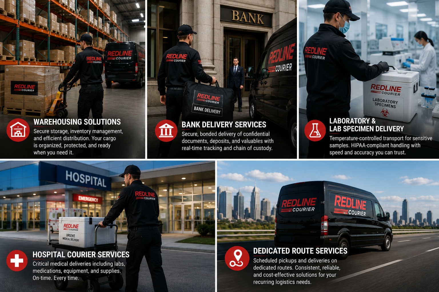 Redline Courier Fresno logistics: banking, lab specimen, and hospital delivery services